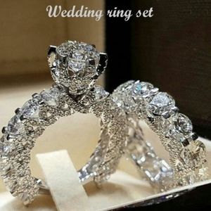 Beautiful wedding ring set. Sterling silver plated